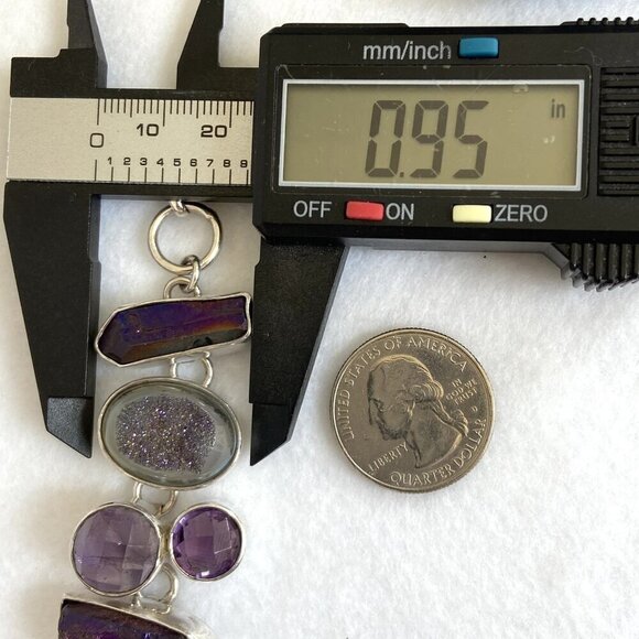 Chris Bales Sterling Silver 925 Heavy Amethyst Druzy Multi Gemstone Bracelet 61g - Picture 16 of 16
